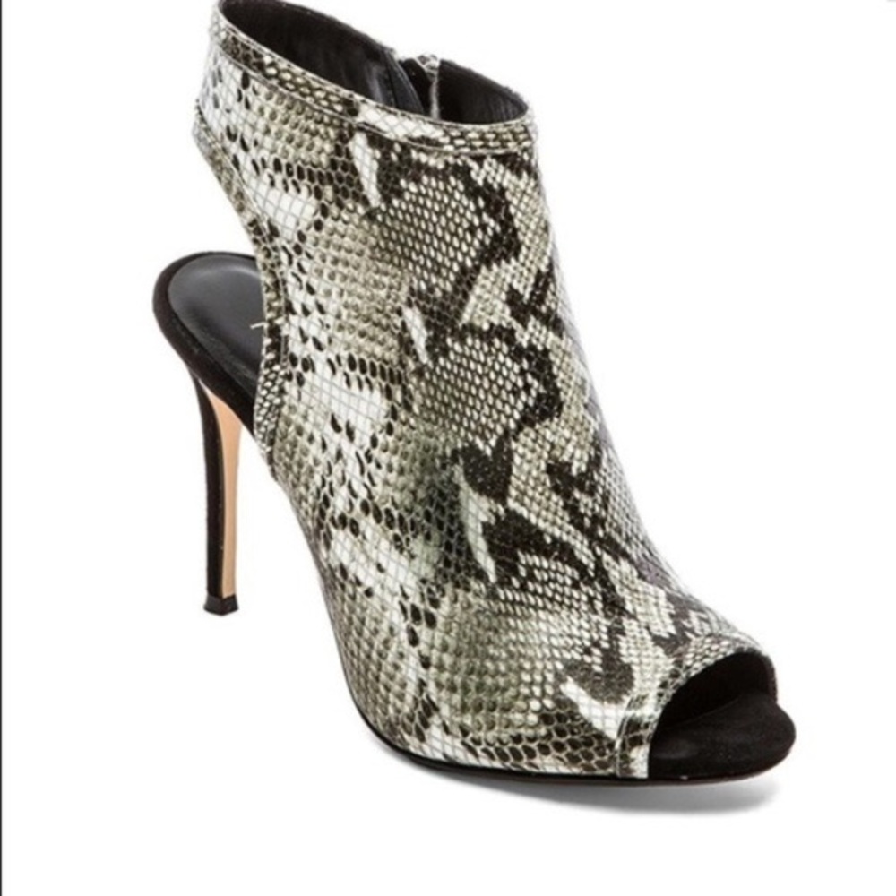 Raye Peep Toe Snakeskin Heeled Booties